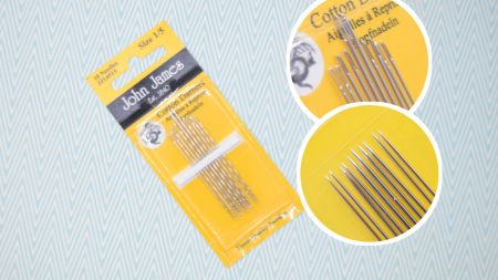 Набір голок для штопання John James JJ14539E , гостре вістря та велике вушко для зручного засилювання.