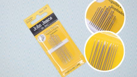 Набір голок для штопання John James JJ14539E , гостре вістря та велике вушко для зручного засилювання.