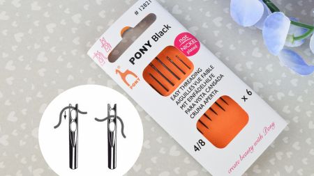 12821 PONY чорні Голки для слабозорих , голки що легко вдягаються 6шт Easy Threading Needle