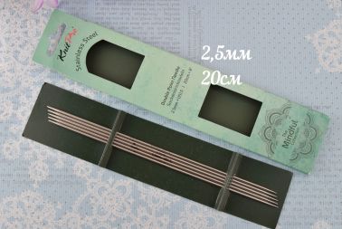 Панчішні в'язальні сталеві спиці Mindful KnitPro 36022 довжина 20 см, 5шт, №2,5 мм
