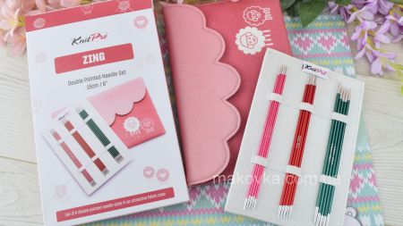 47421 Набір шкарпеткових  панчішних спиць Zing KnitPro, довжина 15см товщина 2мм, 2,5мм, 3мм, 3,5мм, 4мм, 