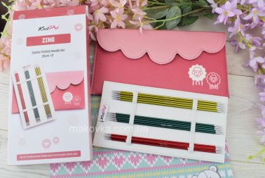 47422 Набір шкарпеткових  панчішних спиць Zing KnitPro, довжина 20см товщина 2,5мм, 3мм, 3,5мм, 4мм, 4,5мм, 5мм