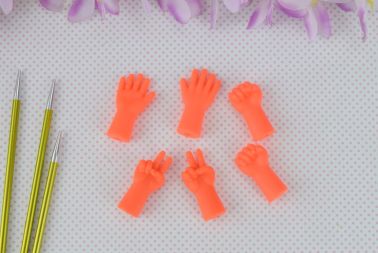 Силіконові накінечники для спиць Долонька, 6 шт помаранчевого кольору