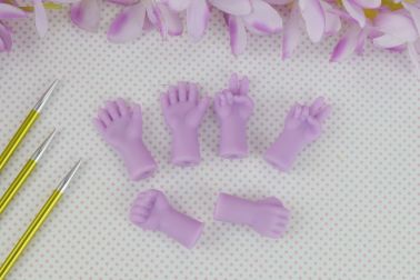 Силіконові накінечники для спиць Долонька, 6 шт Бузкового кольору