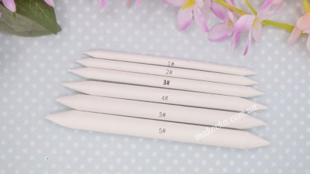 Набір паперових паличок для розтушовування, естомп, 6 шт номери від 1 до 6, білі