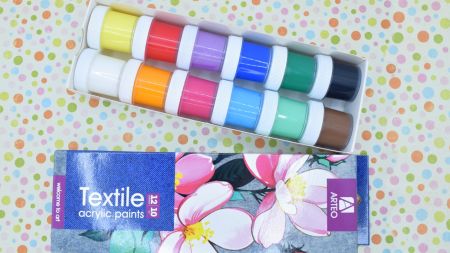 Набір акрилових фарб для розпису тканин Flowers, 12 кол., 10 мл, Arteo 322113002