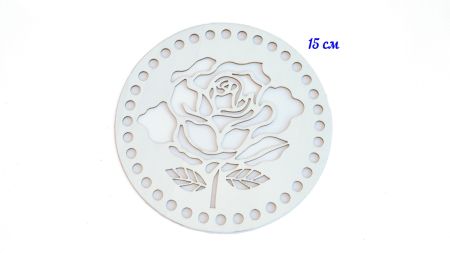 Денце, кришка для кошика з фанери, коло діаметр 15см з Трояндою