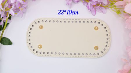 Денце прямокутне для сумки , розмір 22*10 см колір світлий беж, екошкіра 