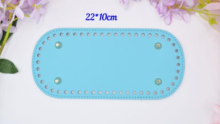 Денце прямокутне для сумки , розмір 22*10 см колір Блакитний, екошкіра 