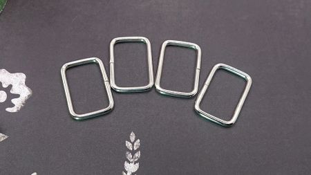 Металеві прямокутні кріплення для ручок сумки, 2*3см, колір платина, 4 шт.