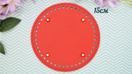 Денце для рюкзака, сумки, кошика кругле, діаметр 15 см колір Червоний, екошкіра 