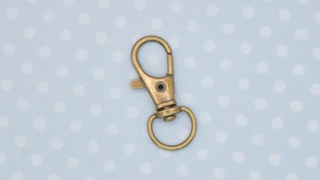 Лобстер застібка для сумки або брелка 12x30x5 мм, колір Антична бронза, 1 шт