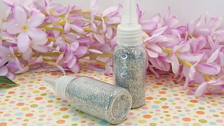 Флакон з сухим розсипним глітером (з блискітками) срібного кольору, 20г  