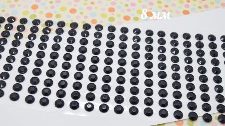 Набір камінці Чорні грановані Самоклейні 8 мм, 220 шт