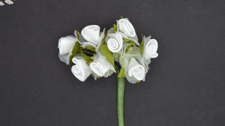 Атласні троянди з фатином, Білі, 8шт/уп