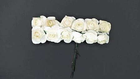 Набір паперових трояндочок, бутон 15 мм, колір Білий молочний , 12 шт