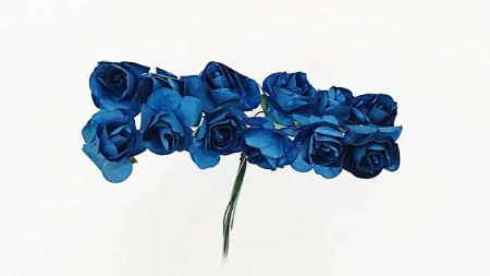 Набір паперових трояндочок , бутон 15 мм, колір Темно СИНІЙ, 12 шт