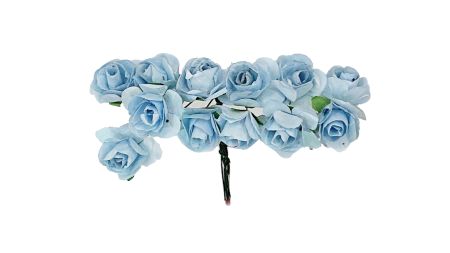 Набір паперових трояндочок , бутон 15 мм, колір Світло Блакитний, 12 шт