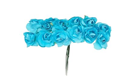 Набір паперових трояндочок , бутон 15 мм, колір Бірюзовий, 12 шт