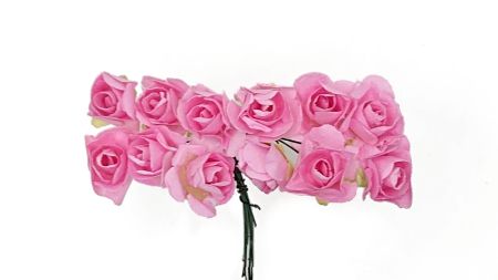 Набір паперових трояндочок , бутон 15 мм, колір Рожевий, 12 шт