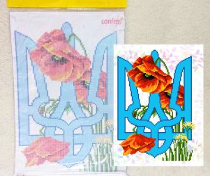 Водорозчинний флізелін з малюнком Тризуб К 370 Confetti пришивний