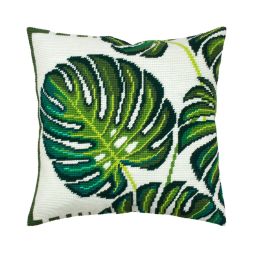 Набір для вишивання Подушка напівхрестиком 40х40см V-324 Тропічне листя, Чарівниця