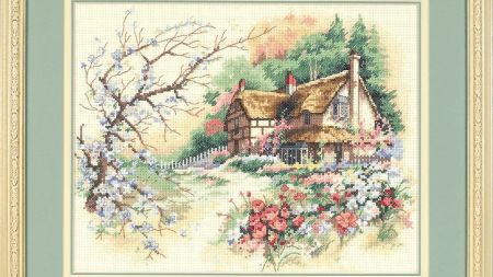 Набір для вишивання хрестиком краєвид 13687 Cottage Enchantment Чарівний будиночок  DIMENSIONS 