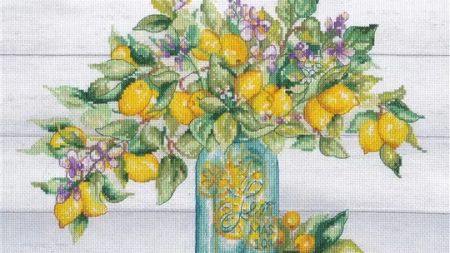 Набір для вишивання хрестиком 70-35442 Lemon Jar Лимонний букет ,   DIMENSIONS 