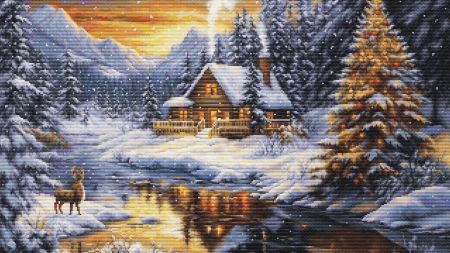 Набір для вишивання гобелен G721 Зимовий вечір у горах GOBLEN Luca-s 