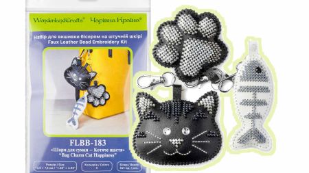 Обвіс для сумки Котяче щастя FLBB-183 Набір для вишивання бісером на штучній шкірі Чарівна Країна