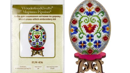 Набір для вишивання нитками на дерев’яній основі Великодня Писанка (орнамент) FLW-036 Чарівна Країна Wonderland Crafts