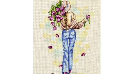 Набір для вишивання нитками хрестом N 095 Закохана в весну, Кольорова
