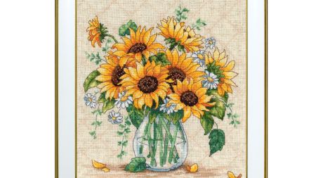 Набір для вишивання нитками М-0374 Соняхи ВДВ семплер