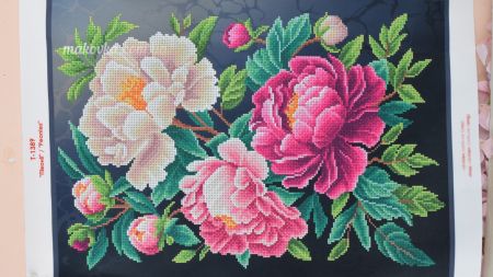 Т-1389 Півонії, друк на тканині під бісер, ВДВ