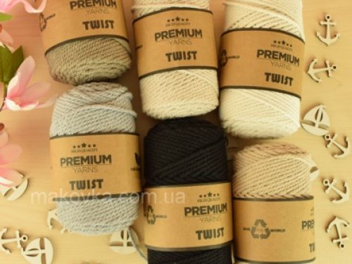 Пряжа-шнур TWIST Premium yarns для вязания ковриков, пано, сумок