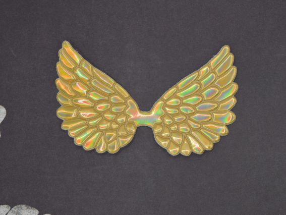 Крила голографічні Золоті, декоративний елемент 8*4 см Крила голографічні Золоті, декоративний елемент 8*4 см