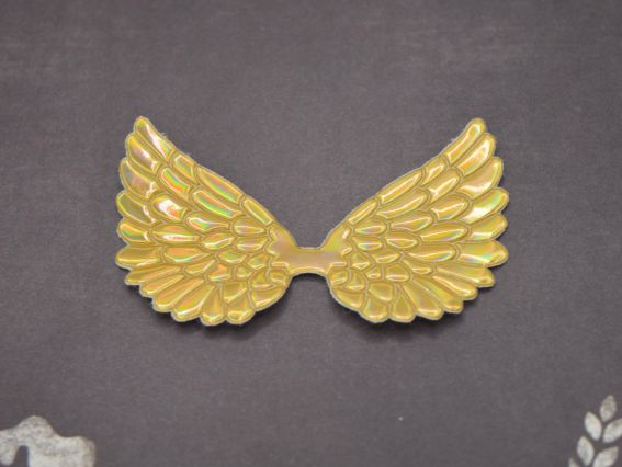 Декоративний елемент Крила голографічні Золоті, крила янгола, 8*4 см, 1 штука