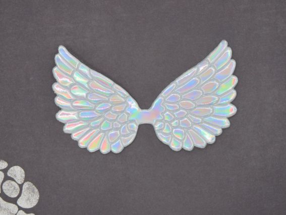 Крылья голографические Серебристые, декоративный элемент 8*4 см