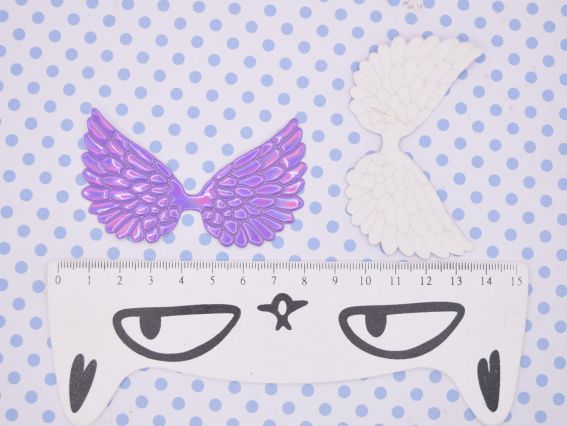 Декоративний елемент Крила голографічні Аметістові, крила янгола, 8*4 см, 1 штука