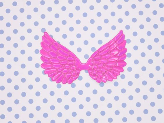 Декоративний елемент Крила голографічні Яскраво Рожеві , крила янгола, 8*4 см, 1 штука