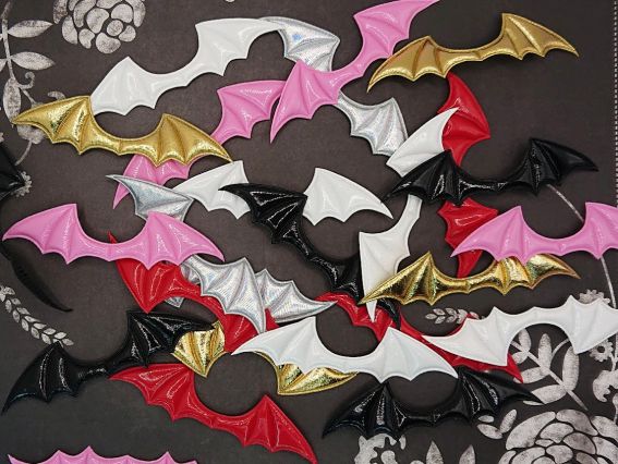 Декоративний елемент Крила Сукуба Рожеві , крила кажана, 10*2,5 см, 1 шт