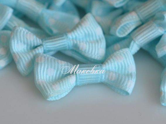 Декоративный элемент Бантик в горошек 30х15 мм, голубой, 10 шт Декоративный элемент Бантик в горошек 30х15 мм, голубой, 10 шт