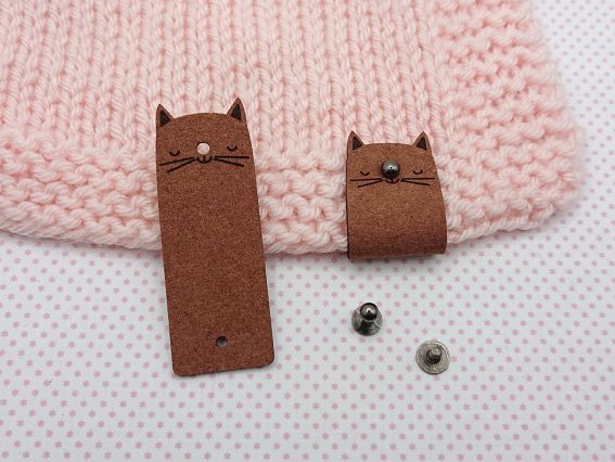 Нашивка замшева Кіт, на гвинті, колір шоколадний, 1 шт