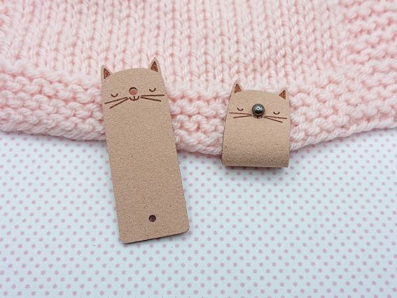 Нашивка замшева Кіт, на гвинті, колір Кавовий, 1 шт