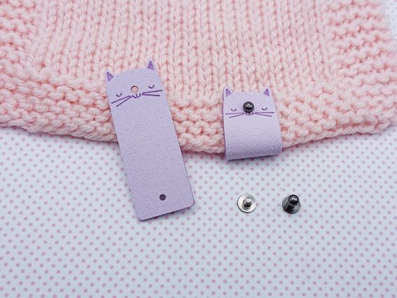 Нашивка замшева Кіт, на гвинті, колір Бузковий, 1 шт