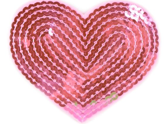 Нашивка Сердце с пайетками, 85х75 мм, розовая, 1 шт Нашивка Сердце с пайетками, 85х75 мм, розовая, 1 шт