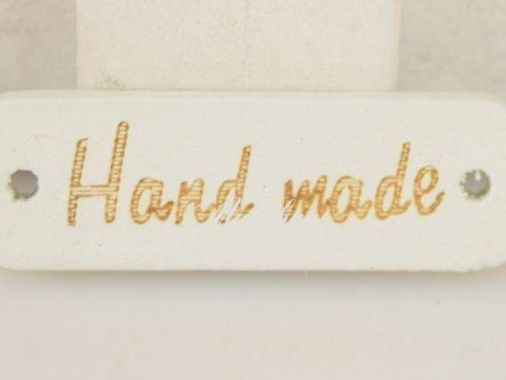 Табличка Hand Made прямоугольная 30х10 мм, БЕЛАЯ, 1 шт Табличка Hand Made прямоугольная 30х10 мм, БЕЛАЯ, 1 шт