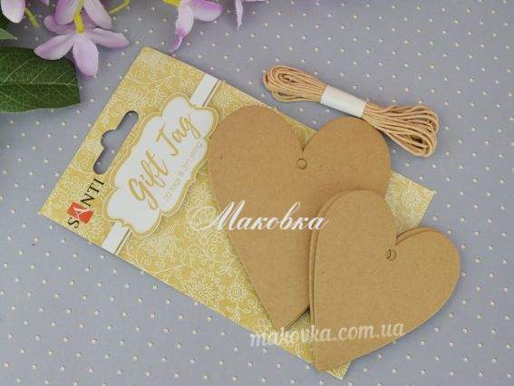 Набір крафт-тегів ажурних Серце, 20 шт., з мотузкою Santi 742269