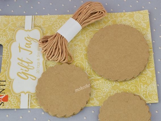 Картонні тегі з ажурним краєм "Коло", 30 шт., колір крафт Santi 742275