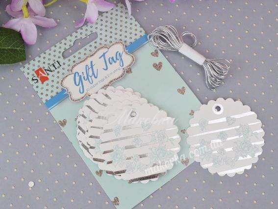 Набір тегів ажурних Ніжність, 10 шт., з мотузкою Santi 742287 Набір тегів ажурних Ніжність, 10 шт., з мотузкою Santi 742287